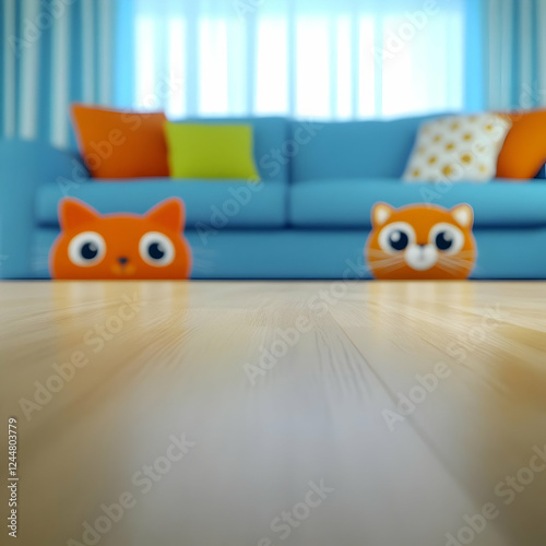 Playful Orange Cat Faces Pe...