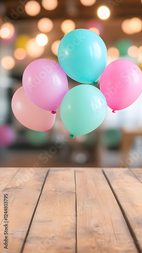 Pastel Balloons Float Above...