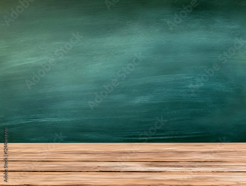 Empty Wooden Table Top with...
