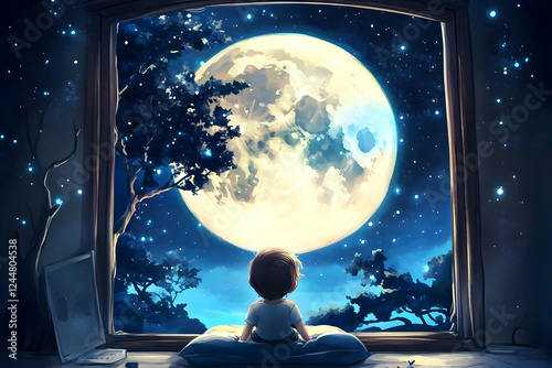 A Child Sits and Gazes at t...