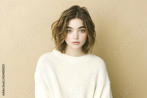 Young Woman Poses Serenely ...