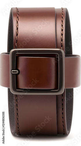Rolled Brown Leather Belt w...