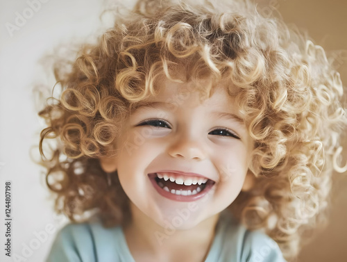 Smiling Child with Curly Bl...