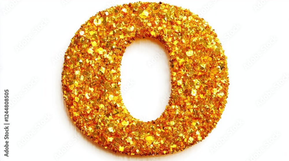 Letter O showcases stunning volumetric texture adorned gold and luxurious diamond elements. Set against clean white background for elegant presentation. Letter O showcases stunning volumetric texture adorned gold and luxurious diamond elements. Set against clean white background for elegant presentation.