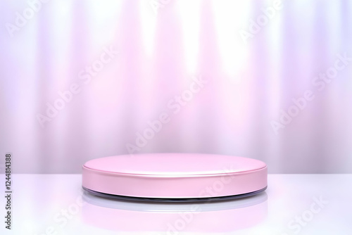Pink Round Podium on White ...
