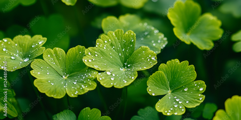 Dewdrops on a Vibrant Green Leaf in a Natural Morning Scene Dewdrops on a Vibrant Green Leaf in a Natural Morning Scene