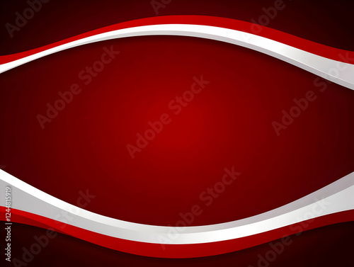 Abstract Red and White Wavy...