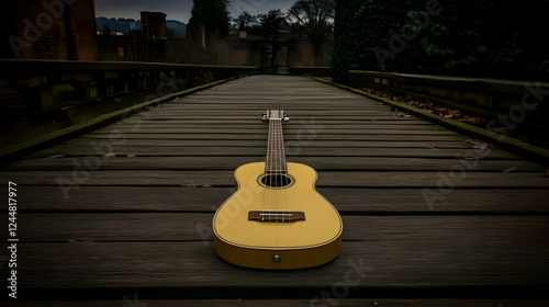 Ukulele Rests on a Wooden B...