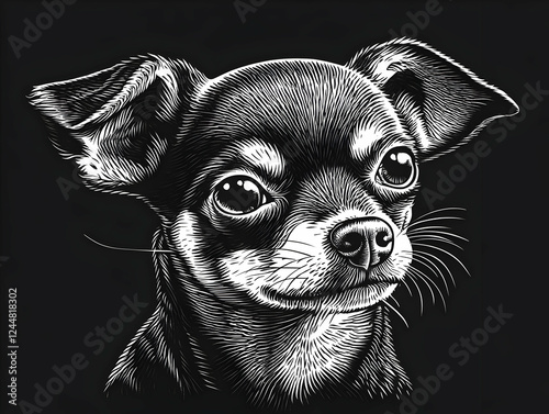 Detailed Black and White Il...