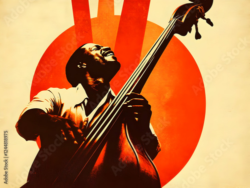 Musician Plays Double Bass ...