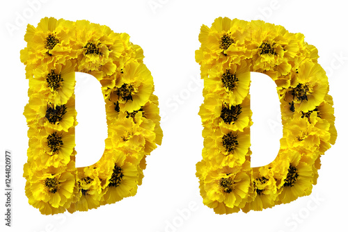Yellow Flower Letter D Isol...