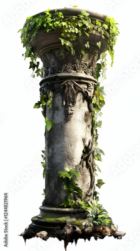 Ancient Stone Column Overgr...