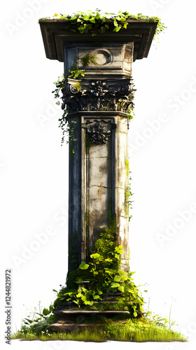 Ancient Stone Pillar Overgr...