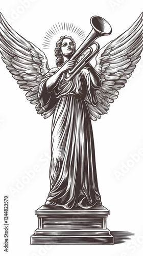 Angelic Statue Plays Trumpe...