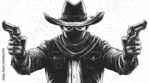 Masked Cowboy Holds Two Rev...