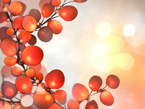 Red Round Leaves Branch wit...