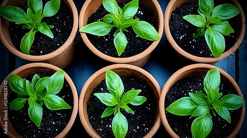 Six Small Plants Grow in Te...