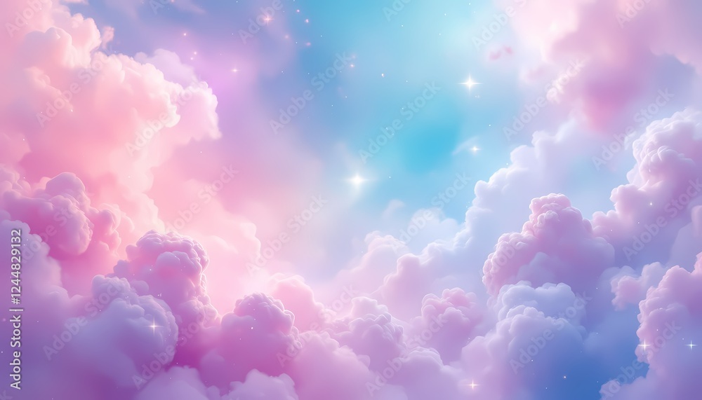 Fototapeta premium Pastel Pink and Blue Dreamy Cloudscape Sky Background