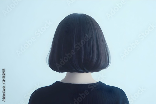 Woman with short dark hair ...