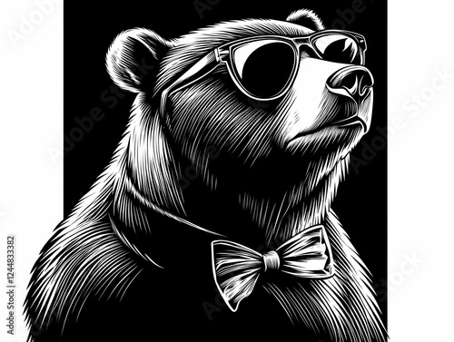 Stylish Bear Wears Sunglass...