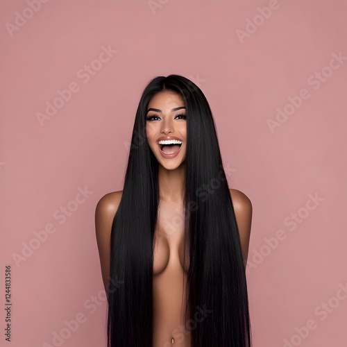 Beautiful Woman with Long, ...