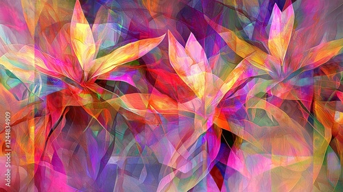 Vibrant Abstract Phytochemical Landscape with Colorful Floral Elements