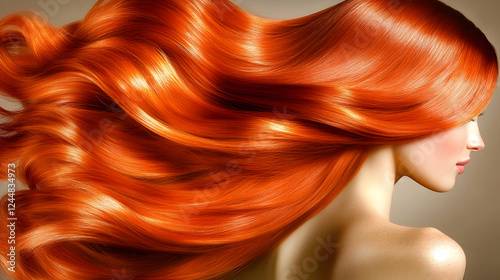 Fiery Red Hair Flows with W...