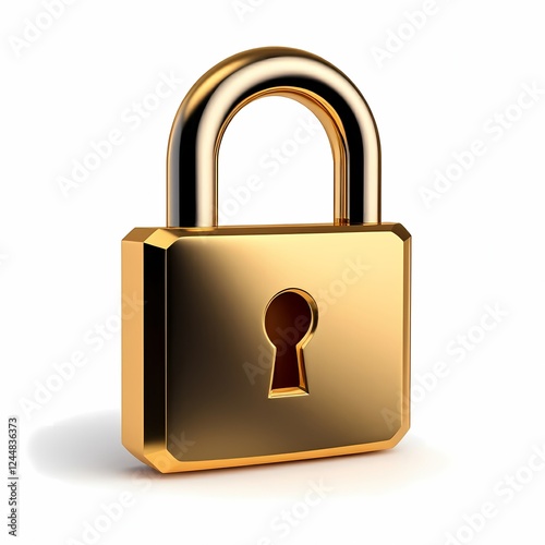 Gold Padlock Security Icon 3d Render