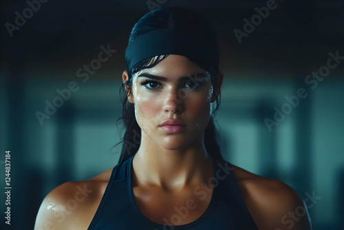 Sweaty Woman Stares Intense...