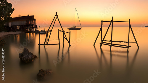 Tranquil Sunset over Calm W...