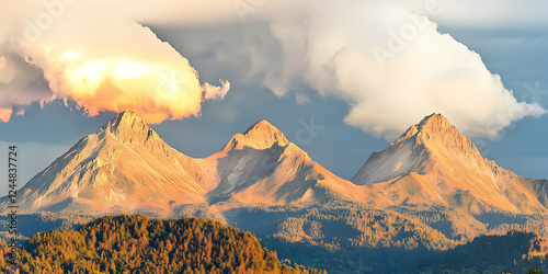 Majestic Mountain Peaks Ris...