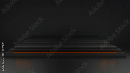 3D Black Steps Stage with O...