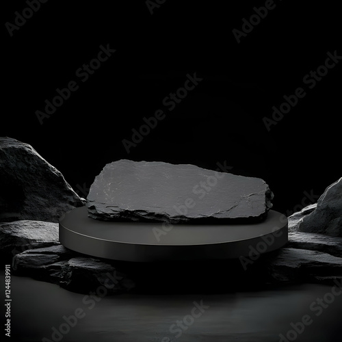 Black Stone Podium with Roc...