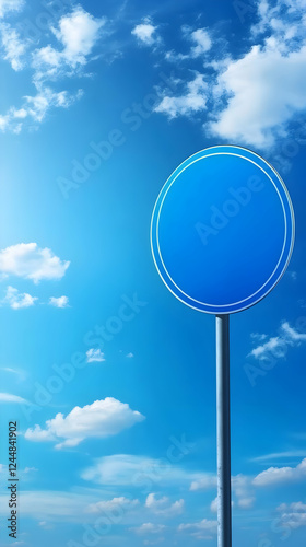 Blank Blue Road Sign Stands...