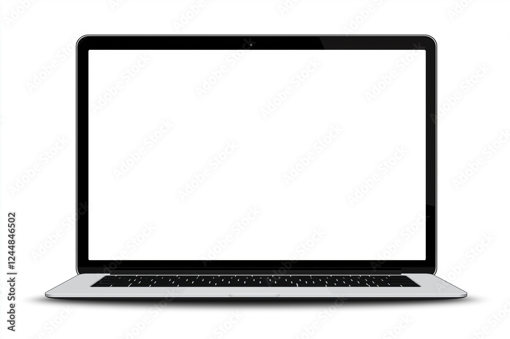 Modern laptop with a blank white screen isolated on a white background, perfect for design, branding, mockups, technology, and digital workspace concepts. Modern laptop with a blank white screen isolated on a white background, perfect for design, branding, mockups, technology, and digital workspace concepts.