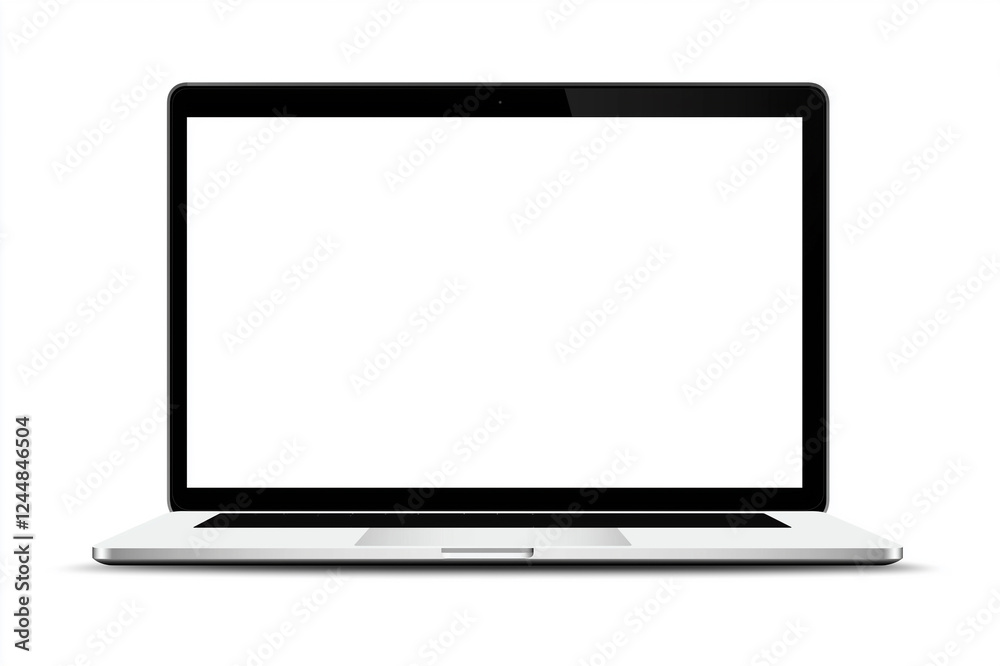 Modern laptop with a blank white screen isolated on a white background, perfect for design, branding, mockups, technology, and digital workspace concepts. Modern laptop with a blank white screen isolated on a white background, perfect for design, branding, mockups, technology, and digital workspace concepts.