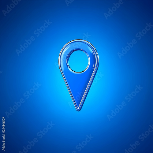 3D Shiny Blue Location Pin ...