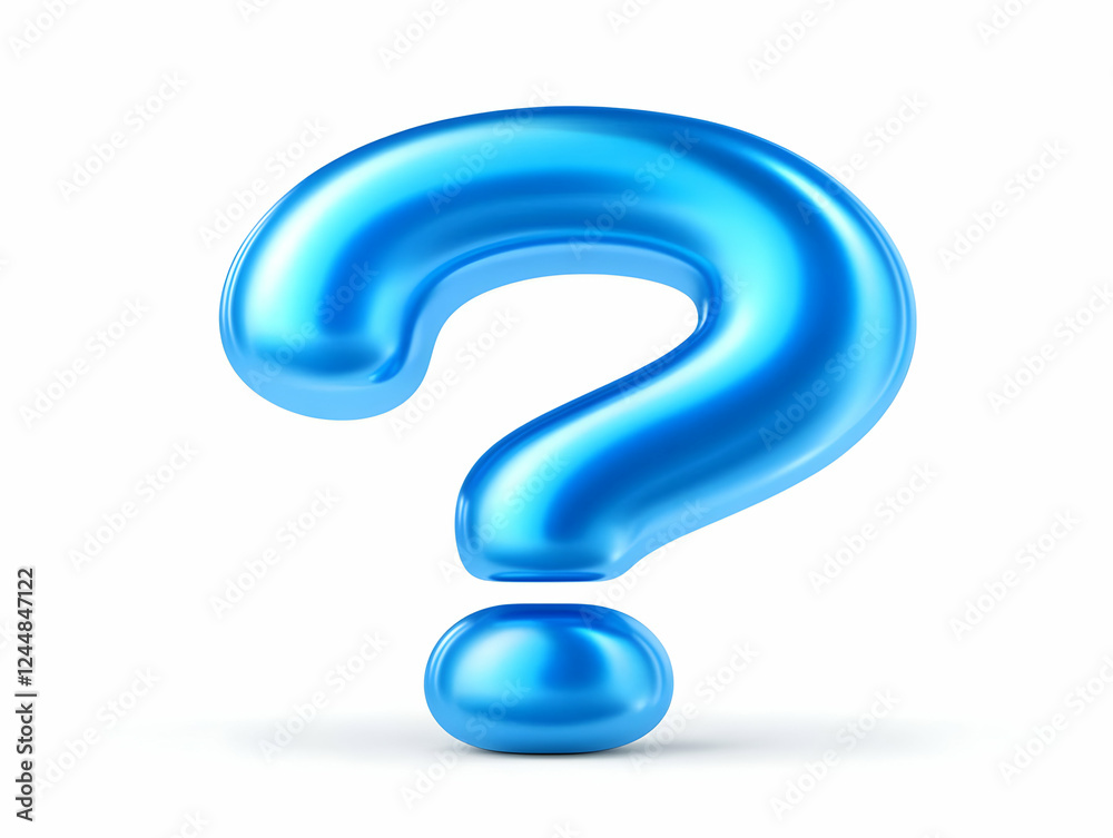 3D Shiny Blue Question Mark Symbol Represents Inquiry and Uncertainty with a Smooth Glossy Finish 3D Shiny Blue Question Mark Symbol Represents Inquiry and Uncertainty with a Smooth Glossy Finish