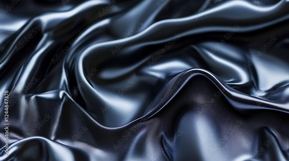 Fototapeta premium Dark silk fabric folds, texture background