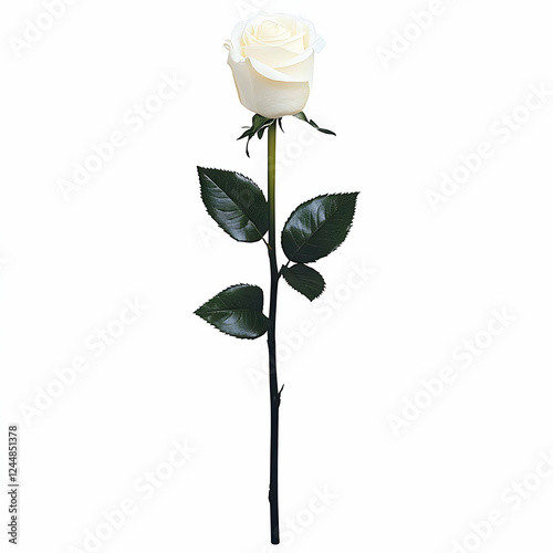 Single White Rose Stands Ta...