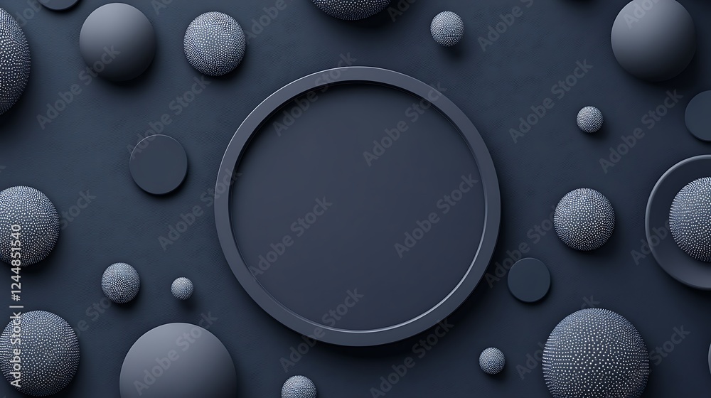 Dark spheres frame background Dark spheres frame background