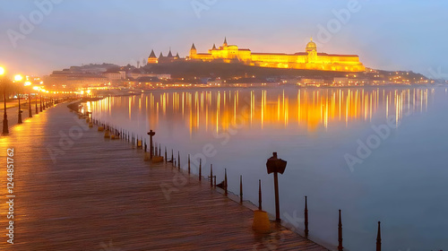 Tranquil dawn illuminates a...