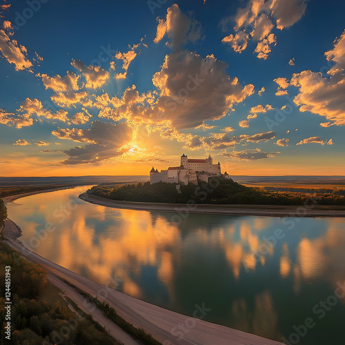 Majestic Castle Overlooks a...