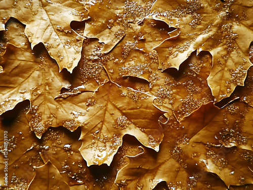 Golden Brown Leaves Glisten...