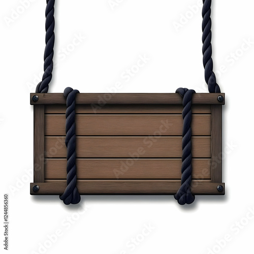 Wooden Sign Hangs from Blac...