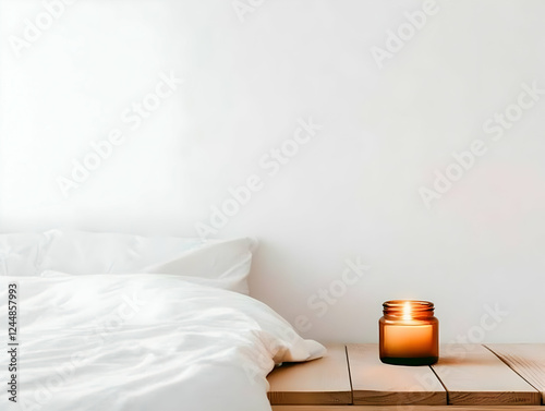 Lighted Candle Sits Peacefu...