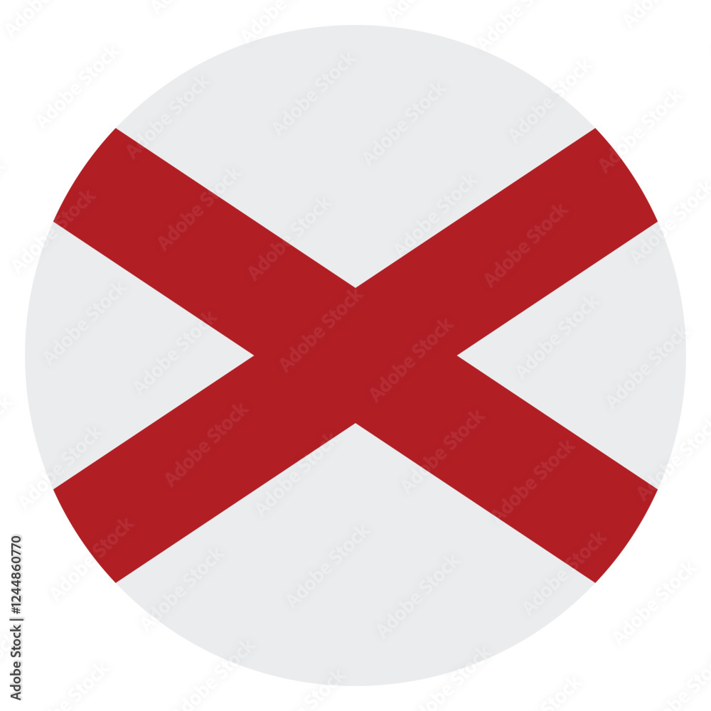 Obraz premium Flag of Alabama, United States. Alabama Circle flag. Round flag icon. Standard color. Digital illustration. Computer illustration. Vector illustration.