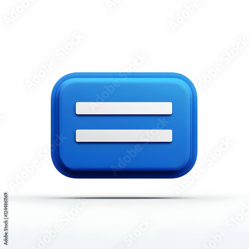 Free Download 3D Blue Rounded Rectangle Icon Displays White Equal Sign on Clean Background - GFXLoad
