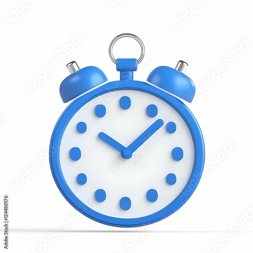 3D Blue Alarm Clock Shows t...