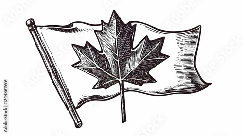 Waving Flag with Maple Leaf...